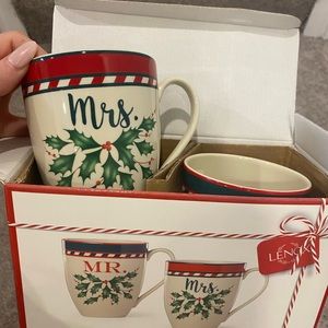 Mrs. and Mr. holiday mugs Lenox